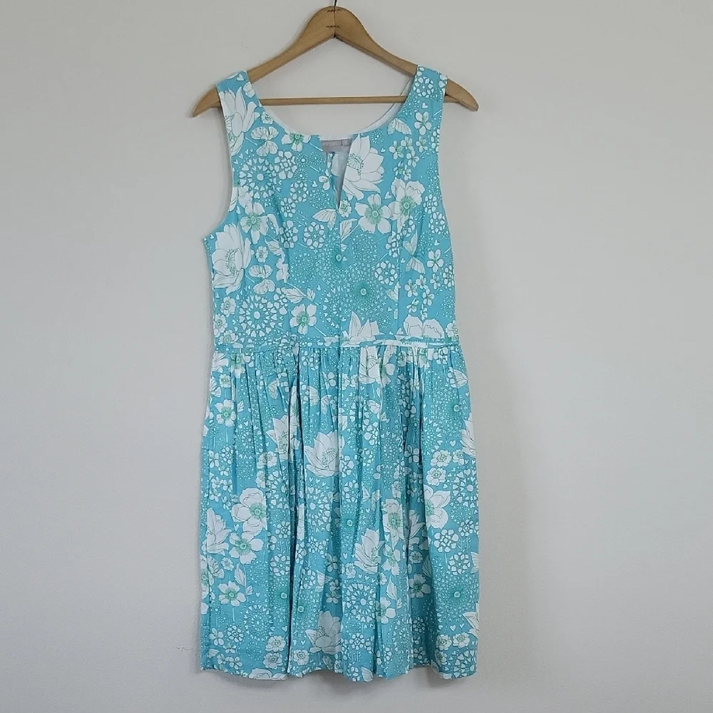 Eshakti Blue Floral Retro Sleeveless Dress Size XL/16
